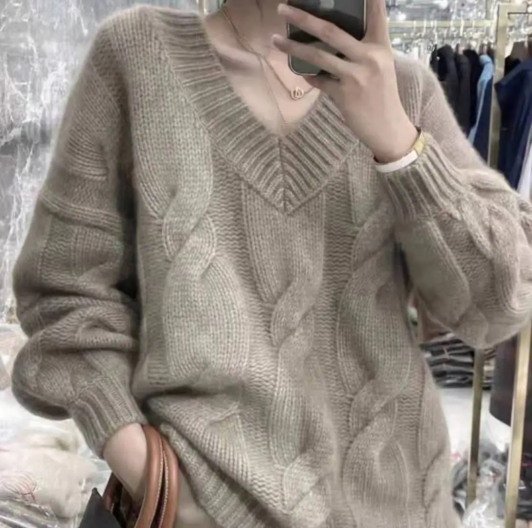 

Новая модная осенне-зимняя женская одежда из 100% мериносовой шерсти с v-образным вырезом и длинными рукавами, качественные минимальные пуловеры, свитер, трикотаж, топы