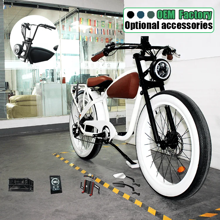 Beach Fat Tire Electric Bike 26 Inch Fat Tire Chopper Ebike Pedal Alloy Frame Vintage Cruiser Ebike image 7