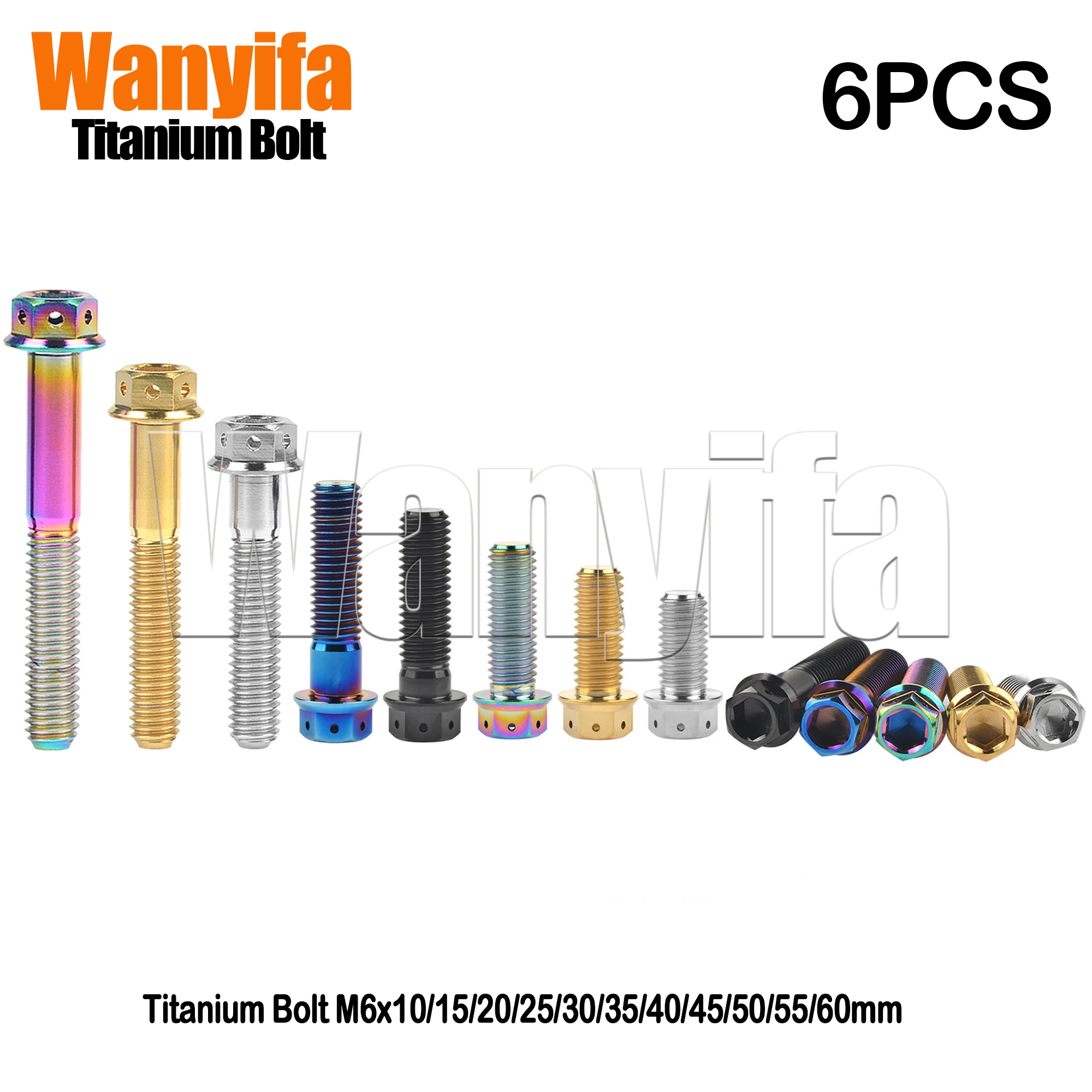 

Wanyifa Titanium Bolt M6x10/15/20/25/30/35/40/45/50/55/60mm Flange Head Screws for Bicycle or Motorcycle Part 6Pcs