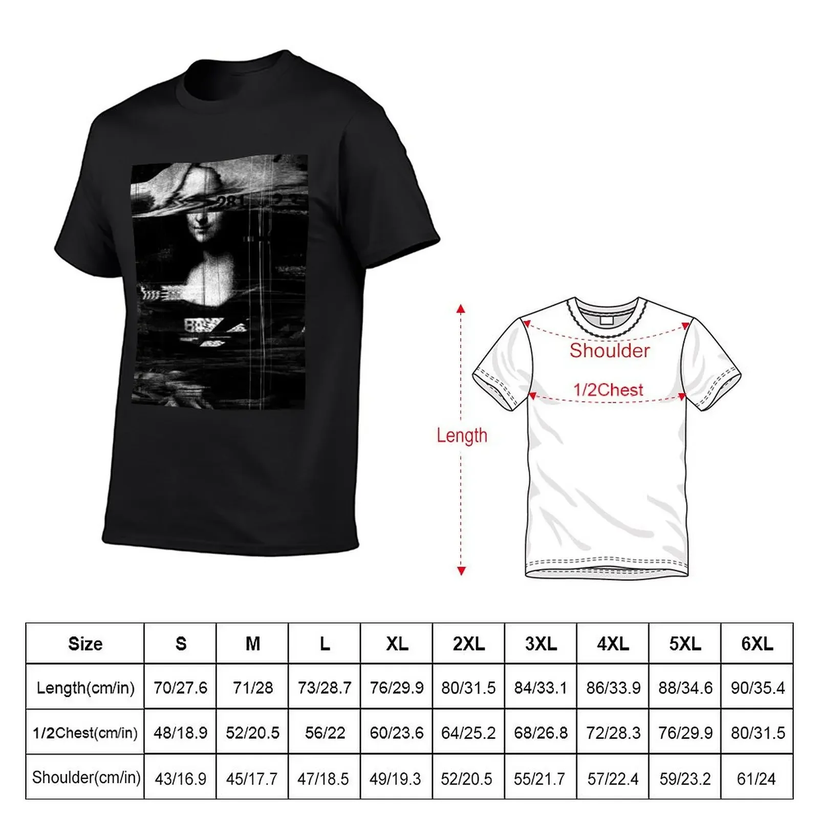 Mona Lisa Glitch T-Shirt summer tops summer clothes mens clothing