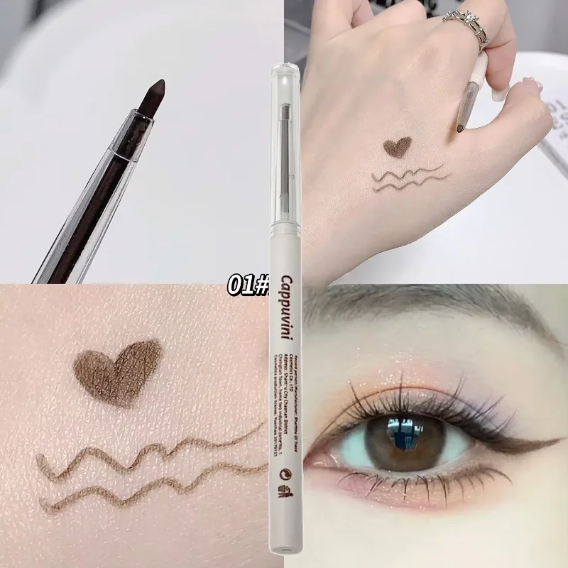 Penna Gel per Eyeliner con baco da seta sdraiato opaco impermeabile non fiorito matita per Eyeliner ad asciugatura rapida tè marrone ombretto penna trucco