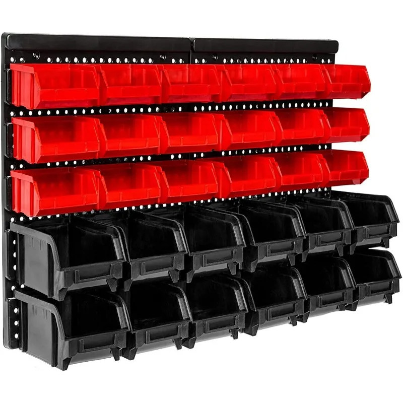 

30 Wall Mount Tool Organizer Bins Plastic Parts Rack Container, Easy Access Compartments For Tools, Hardware, Crafts