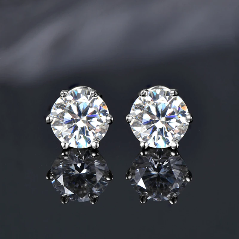 IOGOU 100% 925 boucles d'oreilles en argent Sterling Moissanite pour femmes hommes étincelant 5mm/6.5mm/8mm/9mm laboratoire diamant Piercing clous d'oreille