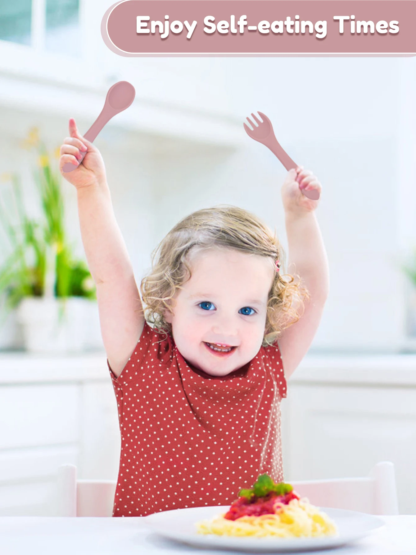 2 Stk/set Zachte Siliconen Baby-Lepels En Vorkenset, Vrij Van Bisfenol A, Kinderbeveiligings-En Antislipservies