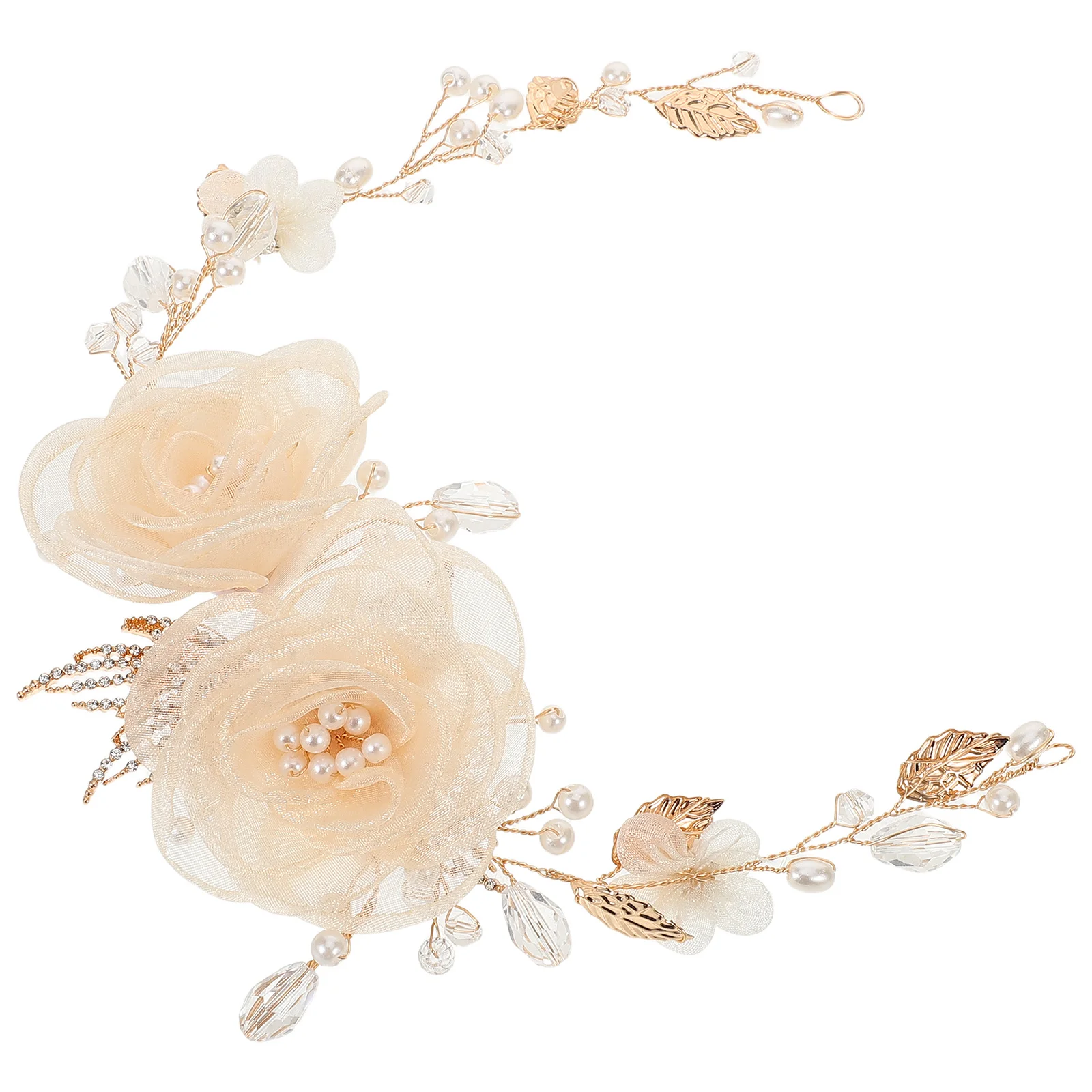 

Свадебный головной убор ручной работы с цветочным принтом, жемчуг и стразы, свадебные волосы, лоза, элегантные аксессуары для волос для невесты, подружки невесты, цветочница