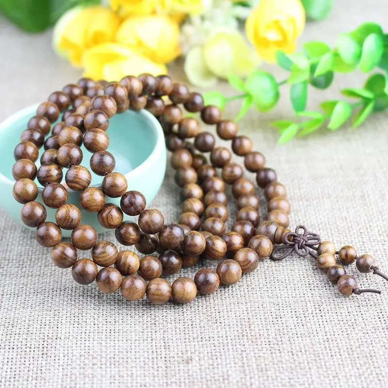 Durable Natural Wood 108 Mala Beaded Bracelet Smooth Finish Mild Fragrance for Long Term Yoga Use