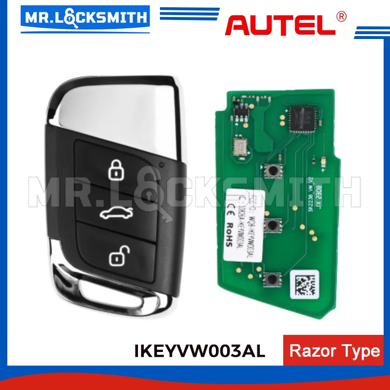 1PCS Autel IKEYVW003AL VW003AL Universal Smart Remote Key 3 Buttons for Volkswagen For Autel Smart Key For KM100 IM508 IM608