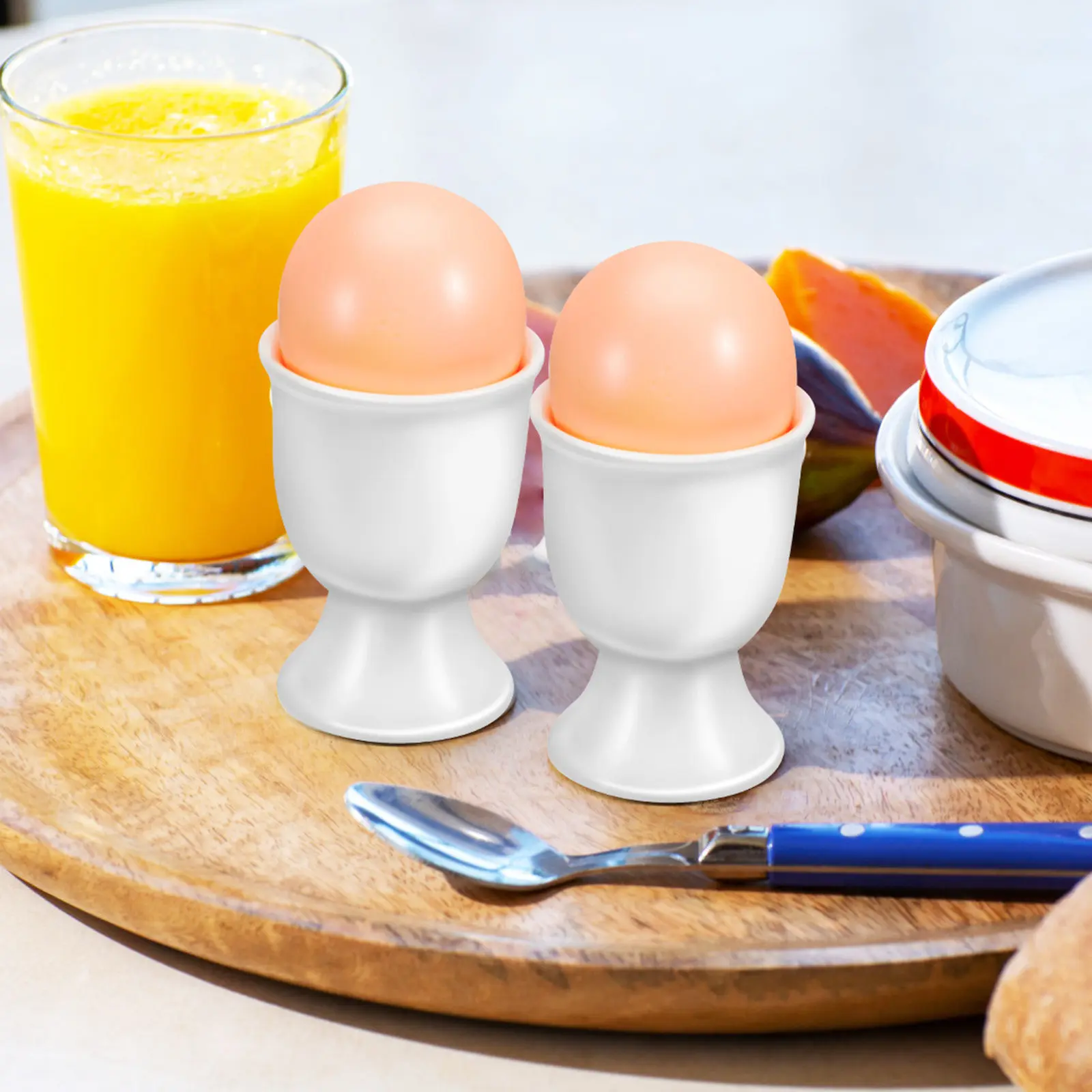 4Pcs Ceramic Egg Cups Sophisticated Porcelain Egg Cup Set for Hard Soft Boiled Eggs Stylish Kitchenware Individual Serving