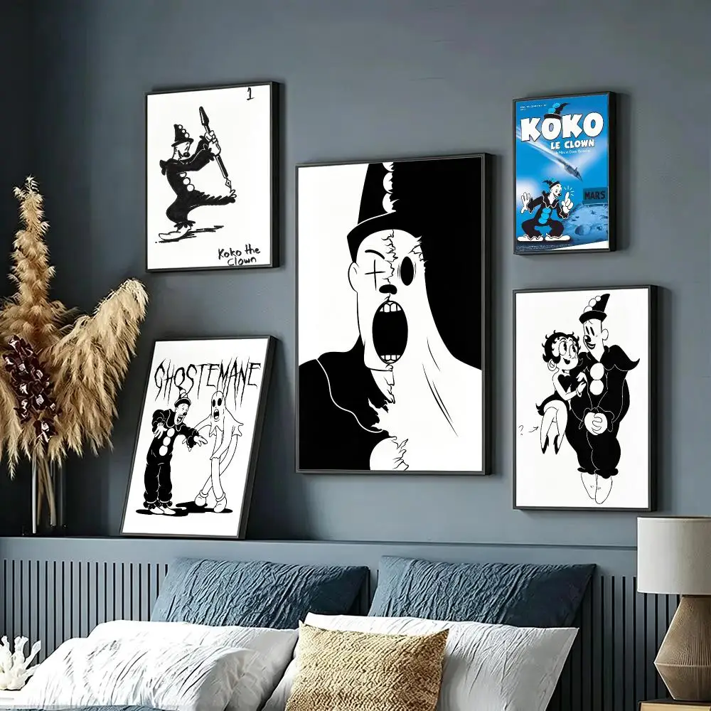 animation Koko the Clown Poster Wall Posters Art Print HD Print Self-Adhesive Waterproof Wall Stickers Room Decoration