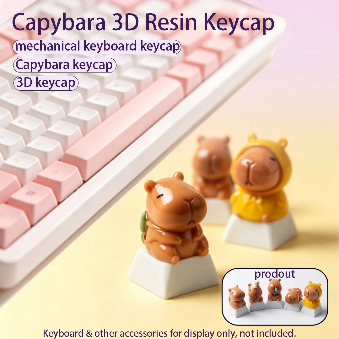 3D Capybara Keycap, Cute Resin Animal Key Cap for MX Switch Gaming Keyboard Decoration