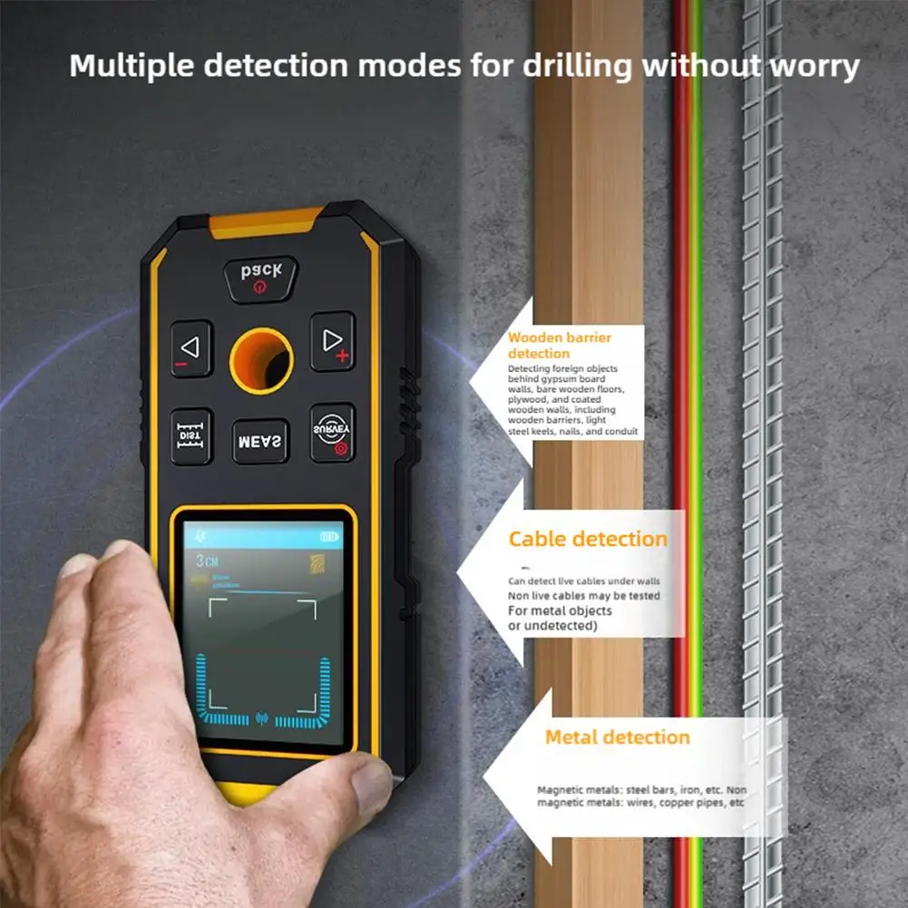 NF-513 Wall Pipeline Reinforced Metal Positioning Scanner AC Live Cable Wires Metal Wood Stud Find With Positioning