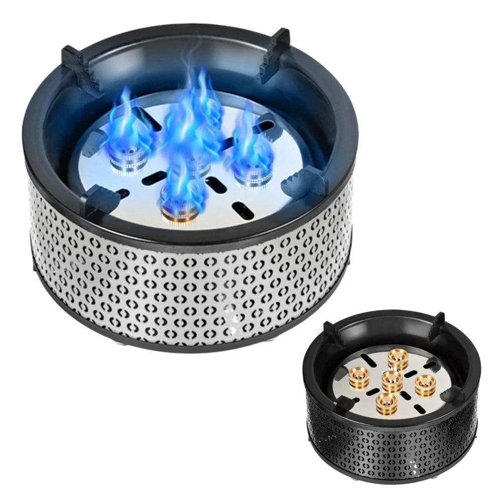 Camping Stove 5-Core Strong Fire Gas Burner Outdoor Windproof Camping Grill Electronic Ignition Hiking Picnic Stoves Supplies