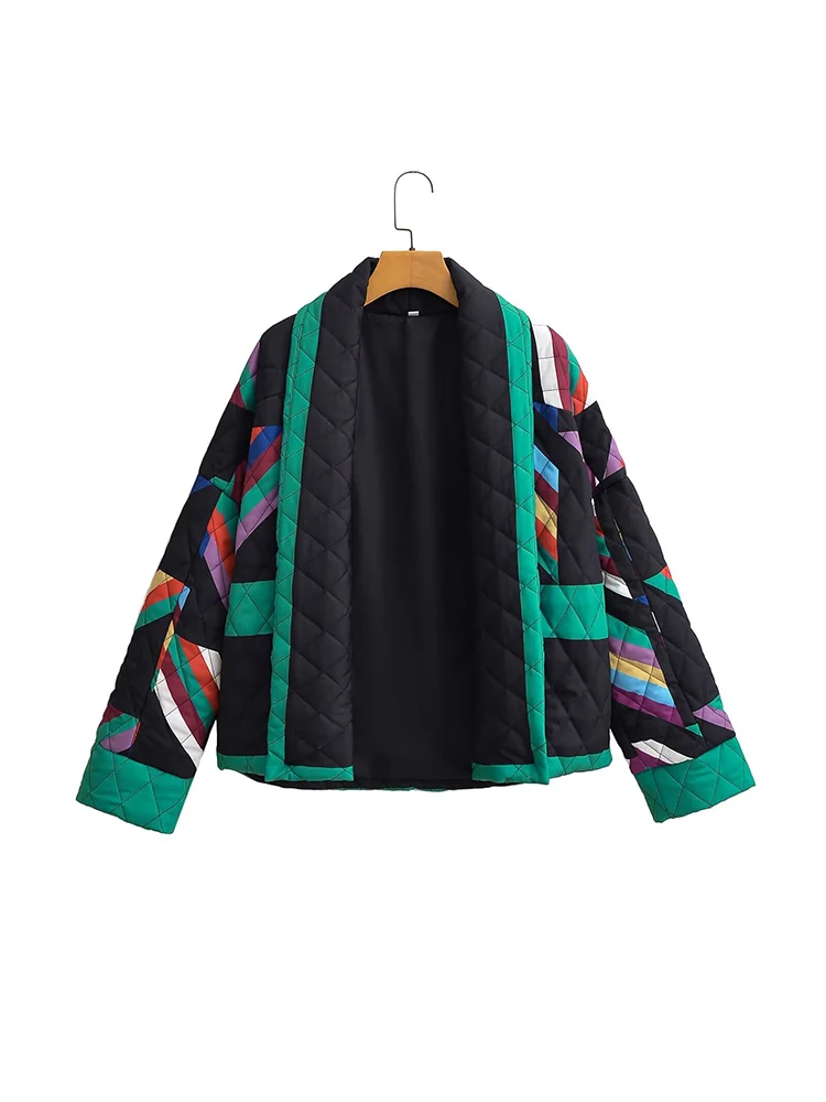 

European style new arrival women's fashion, versatile and elegant casual loose-fitting cotton jacket with patchwork and print de