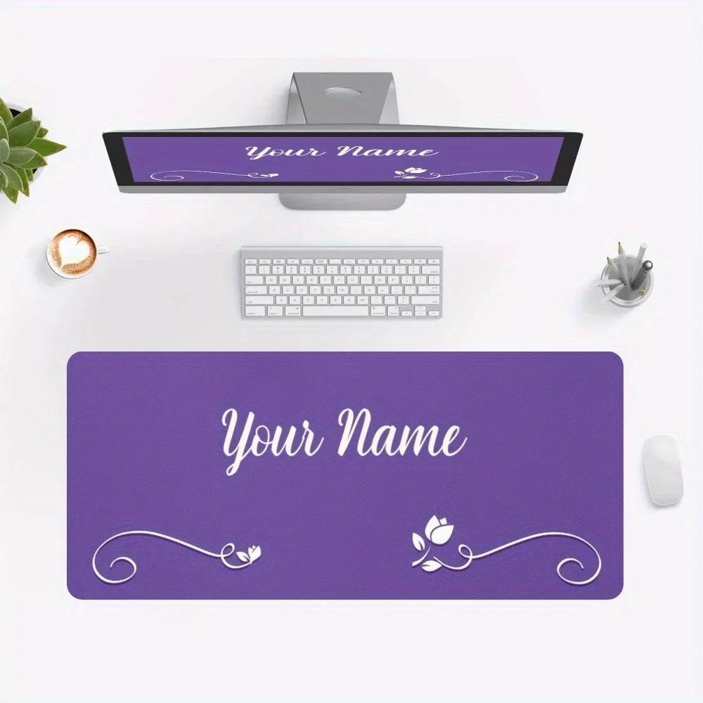 [2D Flat] 1pc Custom Personalized Text Mouse Pad Minimal Floral Purple Design Multi Sizes Office Mouse Pad