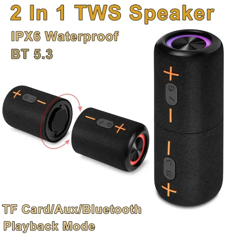 Outdoor IPX6 Waterproof TWS Stereo Sound 20W RGB Light 3D Surround Put Together Wireless Bloutooth Speaker Portable Audio Player