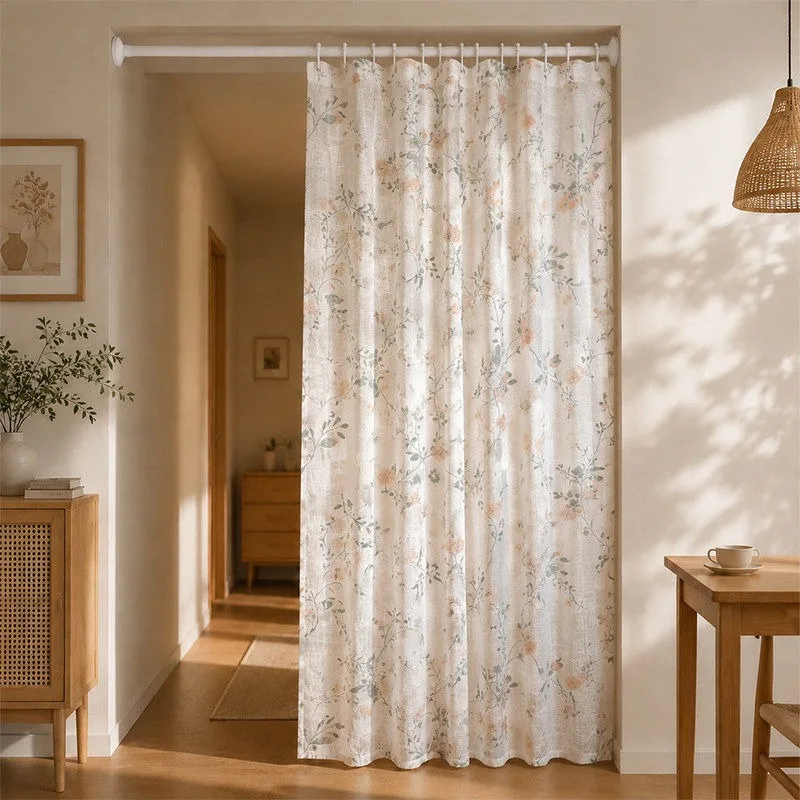 Linen Curtains for Living Room, Natural Semi Sheer Curtains & Drapes Farmhouse Country Boho Style Back Tab Draperies for Door