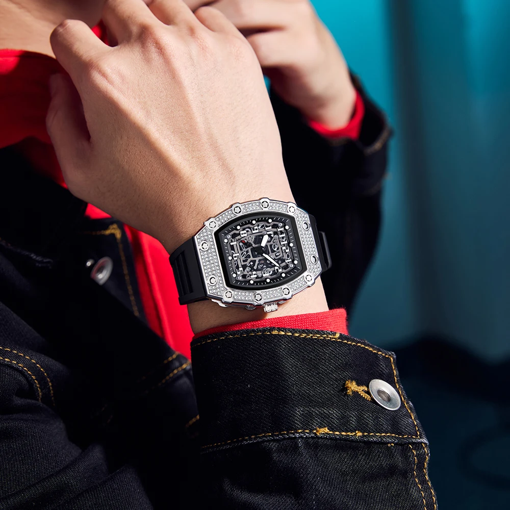 Reloj de cuarzo para hombre de marca de lujo Tonneau, relojes de pulsera de acero inoxidable, relojes con diseños Pagani resistentes al agua para hombre, Relojio Hommer