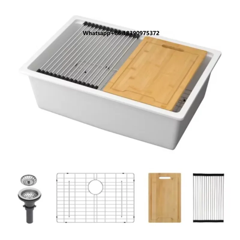 28*19*10 Inch Wholesale Kitchen Sink Set Undermount Kitchen Sink Single Bowl Dual Mount White Quartz Granite Kitchen Sink