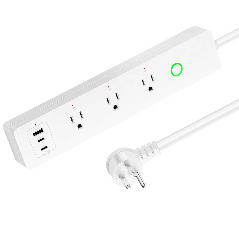 

Smart Wifi LED Light Plug WiFi Smart Home Power Strip Surge Protector with 3 AC Outlets and 2 Pd Ports+1 USB Port