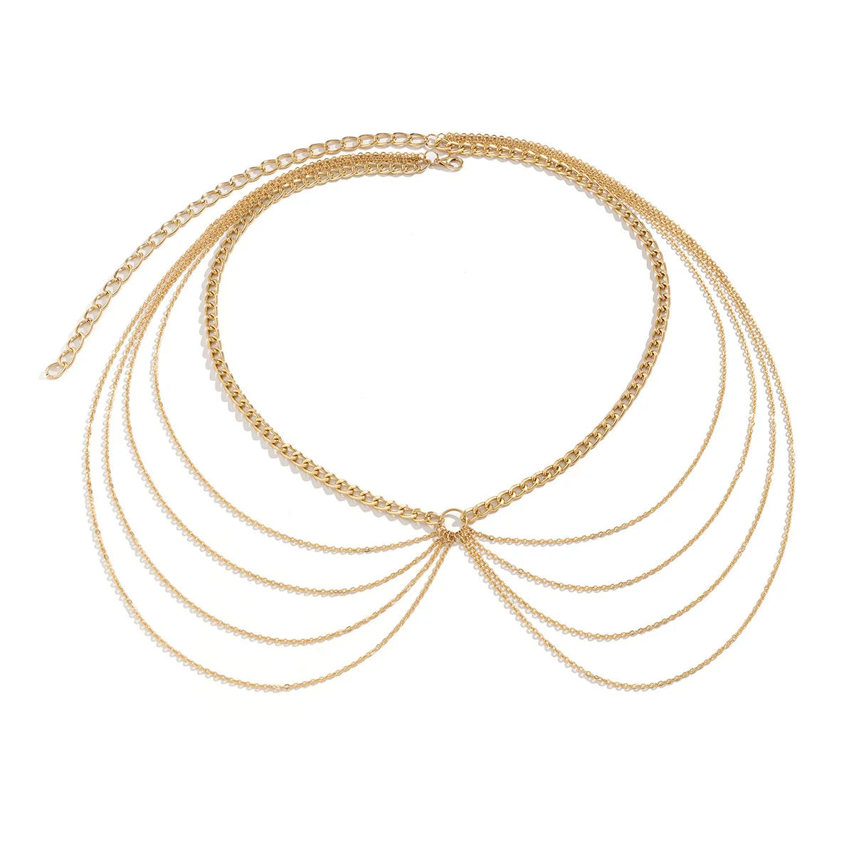 Waist Chain Fashion  Shape Fringe Belt with Geometric Links for Women Sexy Beach Holiday Party Wear Silver Waist Beads for Women view 3
