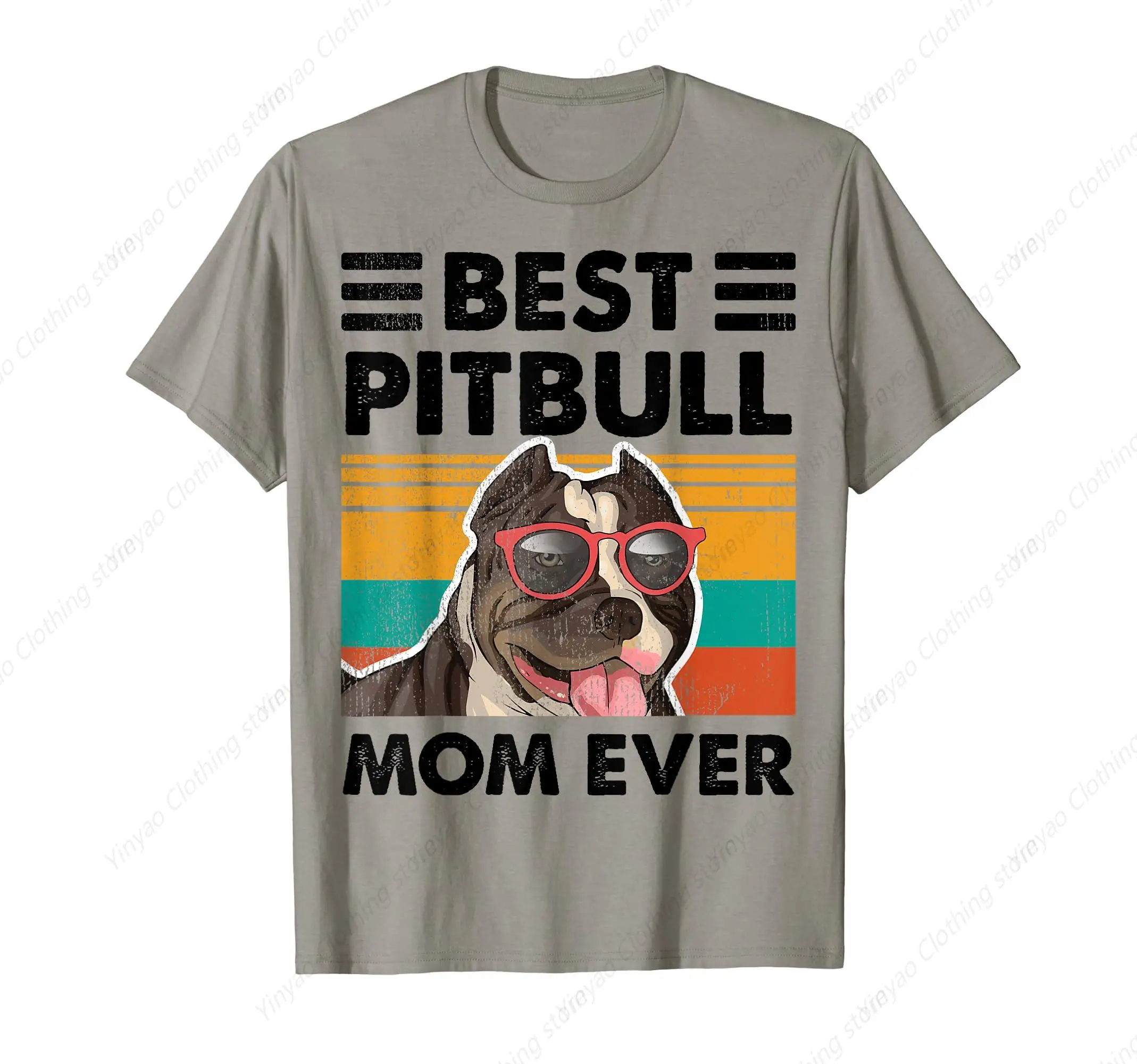 

The Best Bulldog Mom Sunglasses Ever Mother'S Day T-Shirt Fun Gray Cool Shirt Pure Cotton Comfortable Top