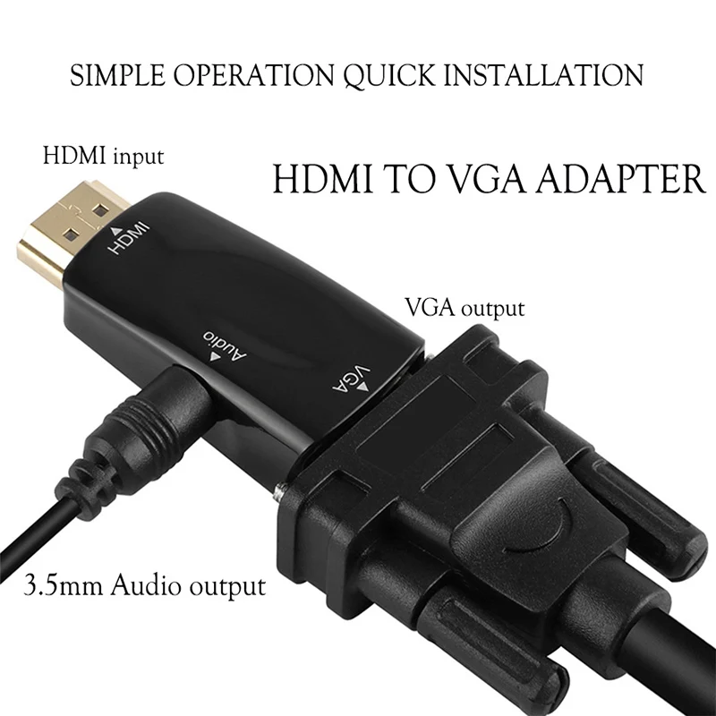 DISOUR HDMI-Compatible VGA Converter Male-Female 15 Pin Adapter With Audio FHD 1080P 720P 480P For PC Laptop TV Box PC Projector