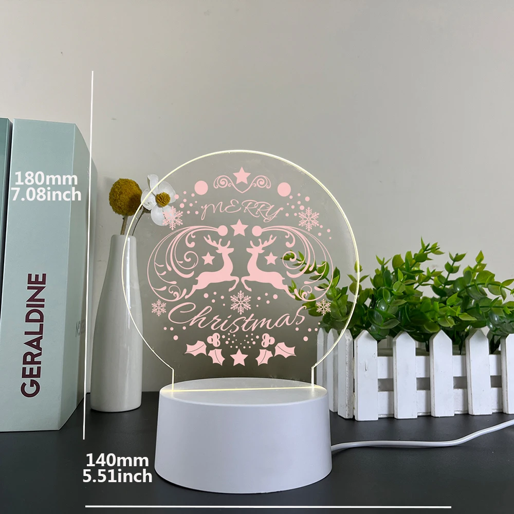 Feliz Natal Beleza RGB LED Night Lights, Luz 3D com Crack, Decoração do quarto, Presente de aniversário