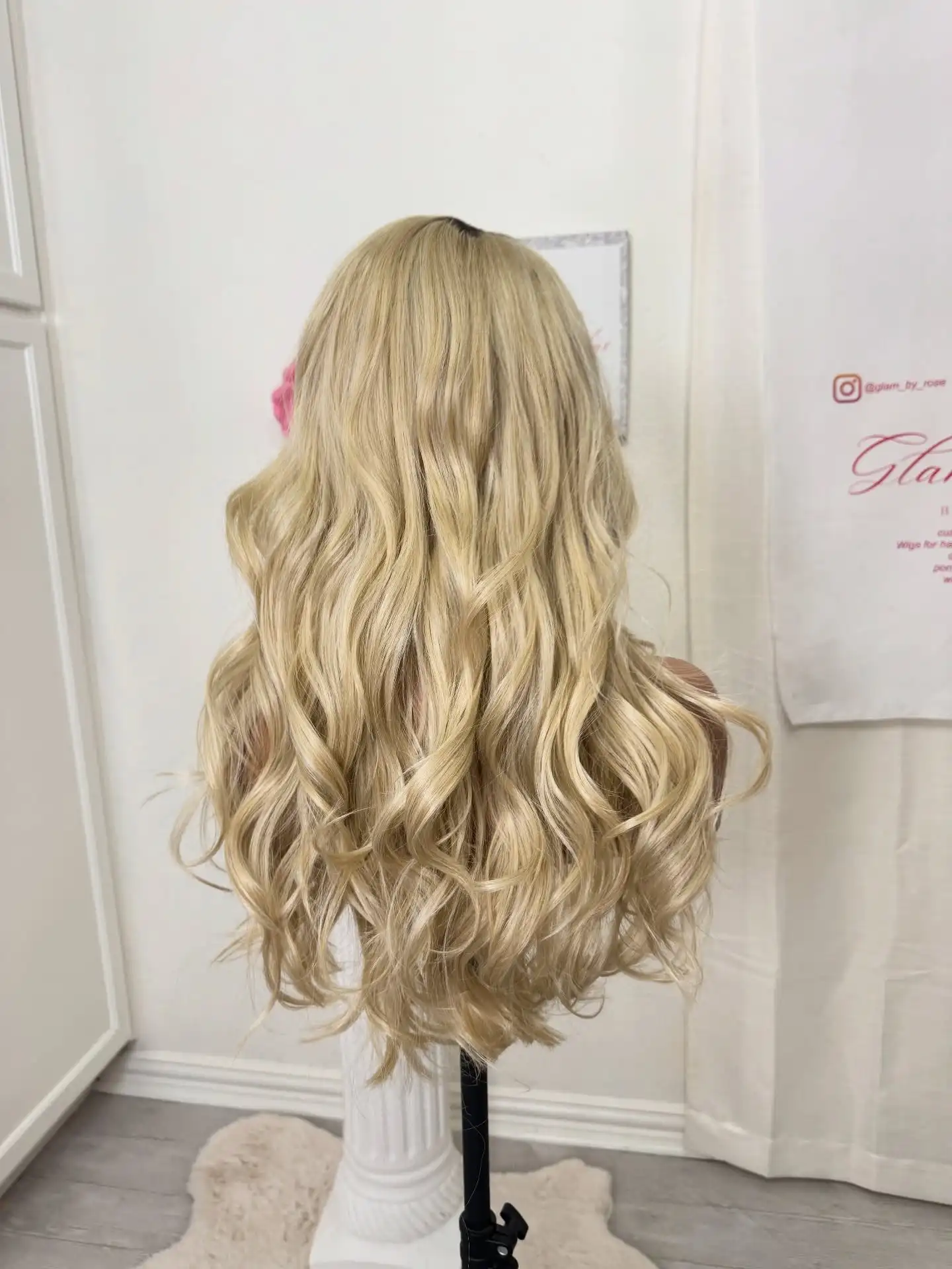 New Style Ombre Ash Blonde Synthetic HD Lace Front Wig Curtain Bangs Women's Wig Pre Plucked Natural Hairline Full Wigs  Female