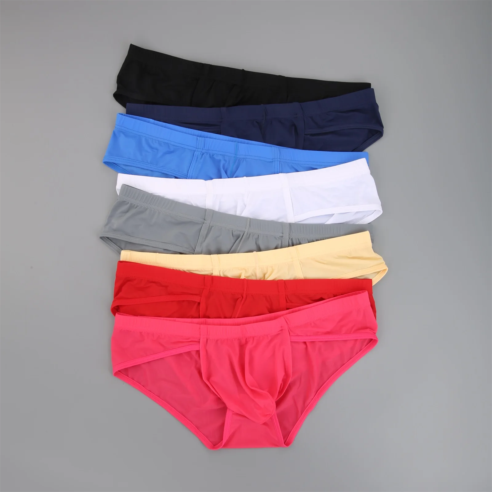 4Pcs Men's Sports Panties Ice Silk Comfortable Bulge Pouch Briefs Fitness Exercise Underwear Male Low-waist Underpants Bikini