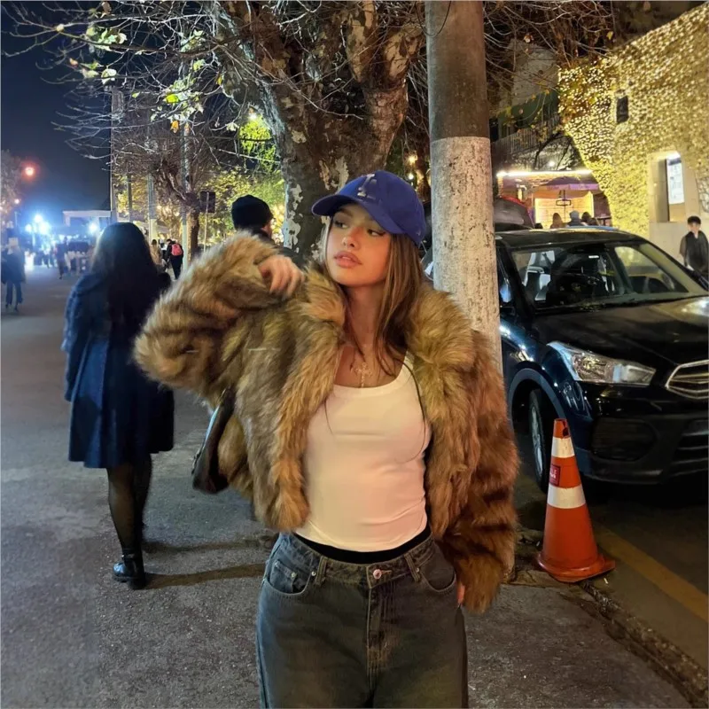 

Fur mixed dyed pointed coat artificial women's with stand-up collar