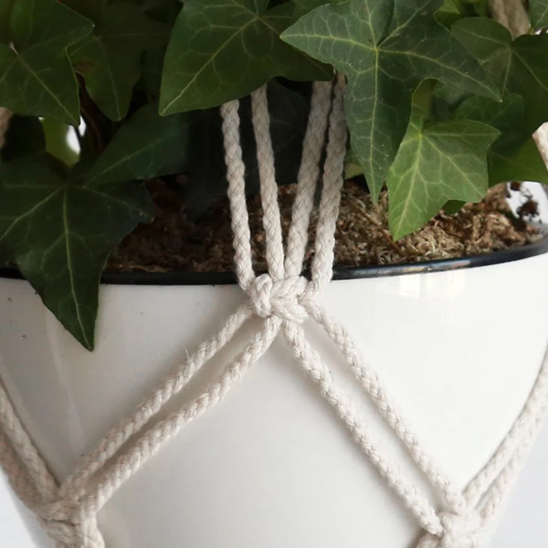 Colgador de macramé hecho a mano para plantas, maceta de flores, decoración del hogar, patio, jardín, cesta colgante