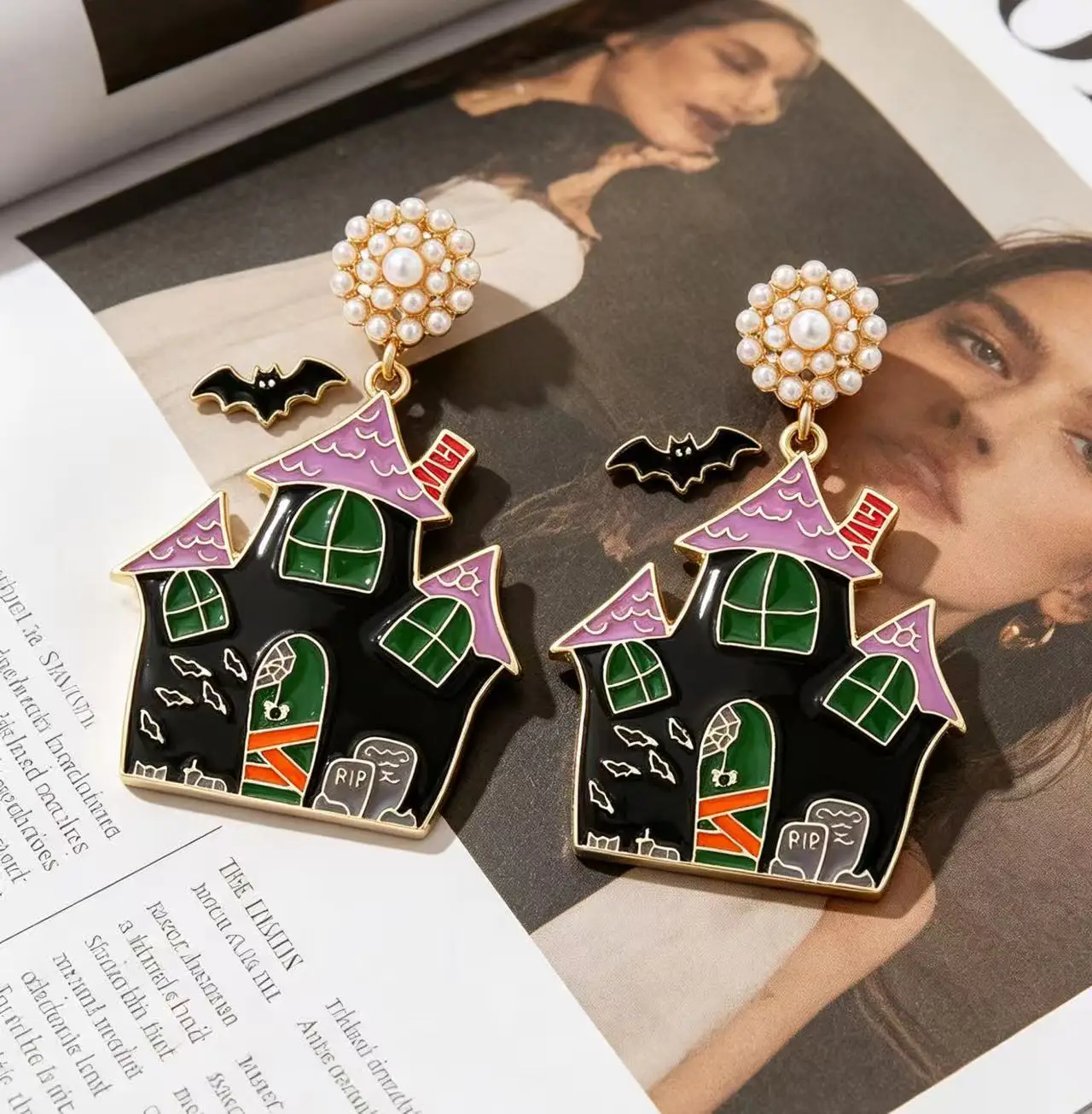 Terrifying and Fun Halloween Ghost House Earrings