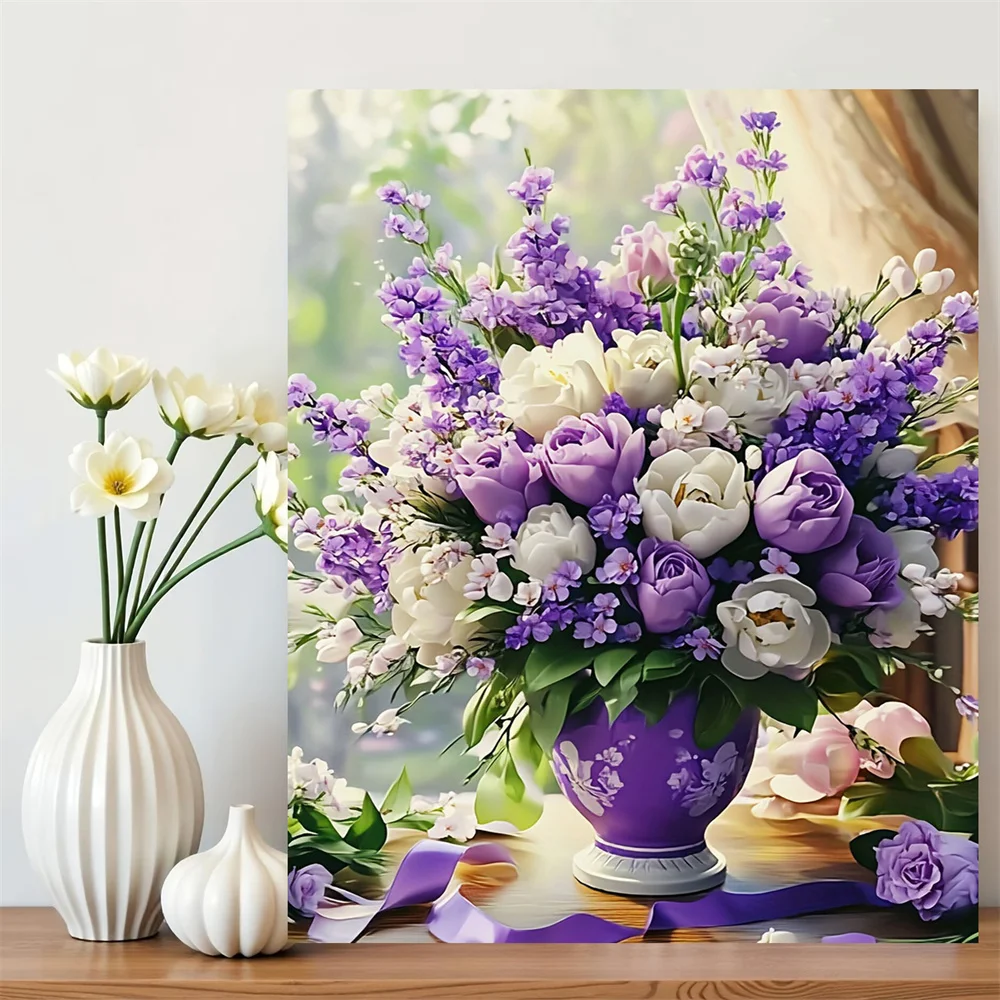 AZQSD Diamond Art Kits Diamantmalerei mit Rosenblüten, 5D-Blumenbild, Strass-Bastelarbeiten, handgefertigtes Mosaik, Wanddekoration
