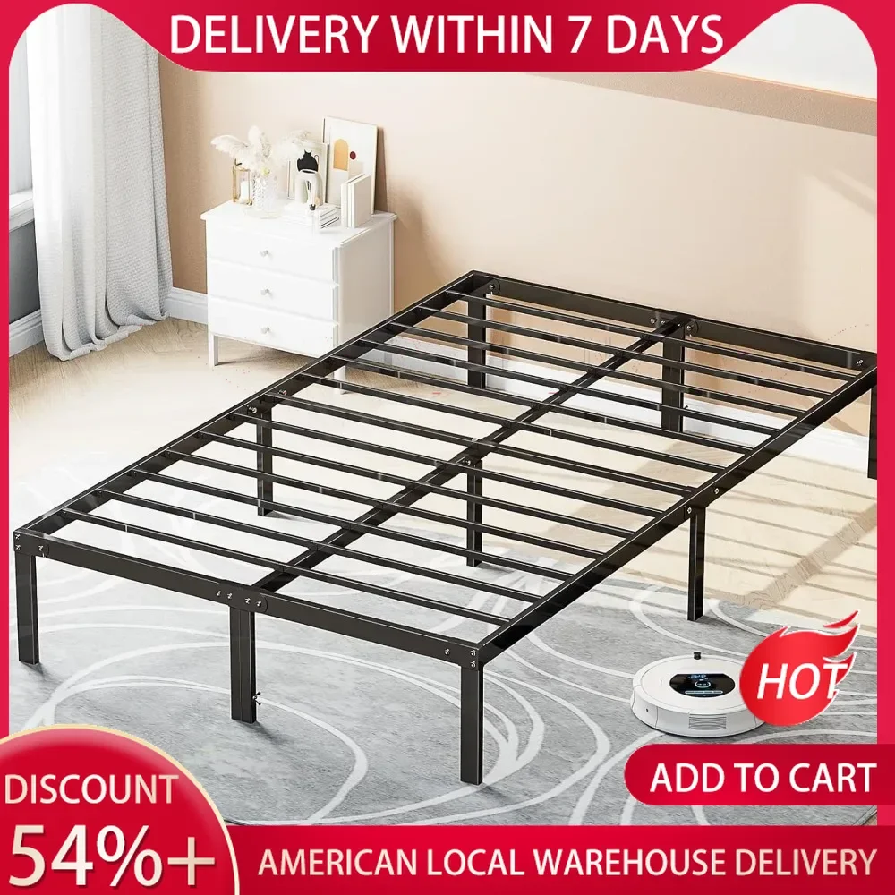 Metal Queen Bed Frame- Full Size Bedstead, King Platform with Storage, Air Mattress Twin for Bedroom Sturdy Steel Slat Support