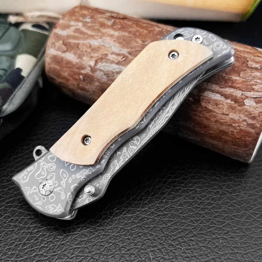 جديد 339 سكين صغير قابل للطي 5Cr13Mov شفرة 420 الصلب مع مقبض خشب الزيتون التخييم حمل سكينة للاستعمال الخارجي المشي لمسافات طويلة مغامرة أداة ECD #2