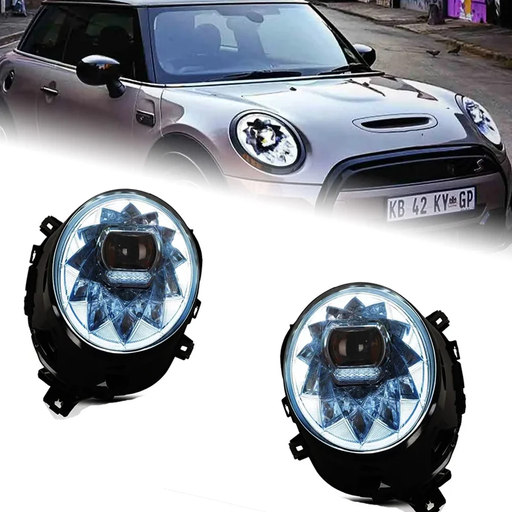 KQX Car Styling for MINI F55 LED Headlight 2014-2021 Headlights F56 DRL Turn Signal High Beam Angel Eye Beam Accessories