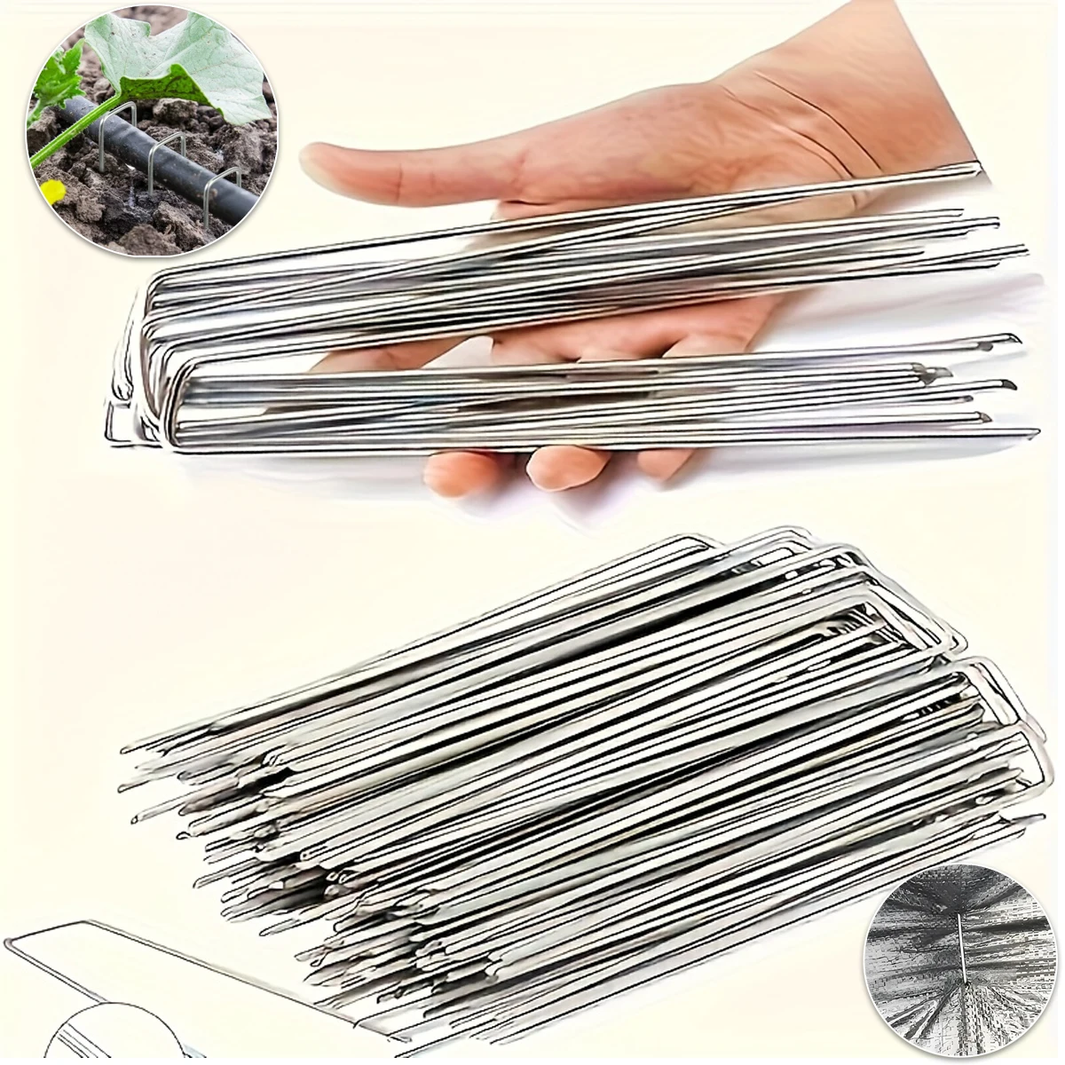 50/25Pcs U-Shaped Garden Pins Garden Stakes Staples, Heavy Duty Yard Lawn Tent Stakes Securing Pegs for Weed, U-shaped Tent