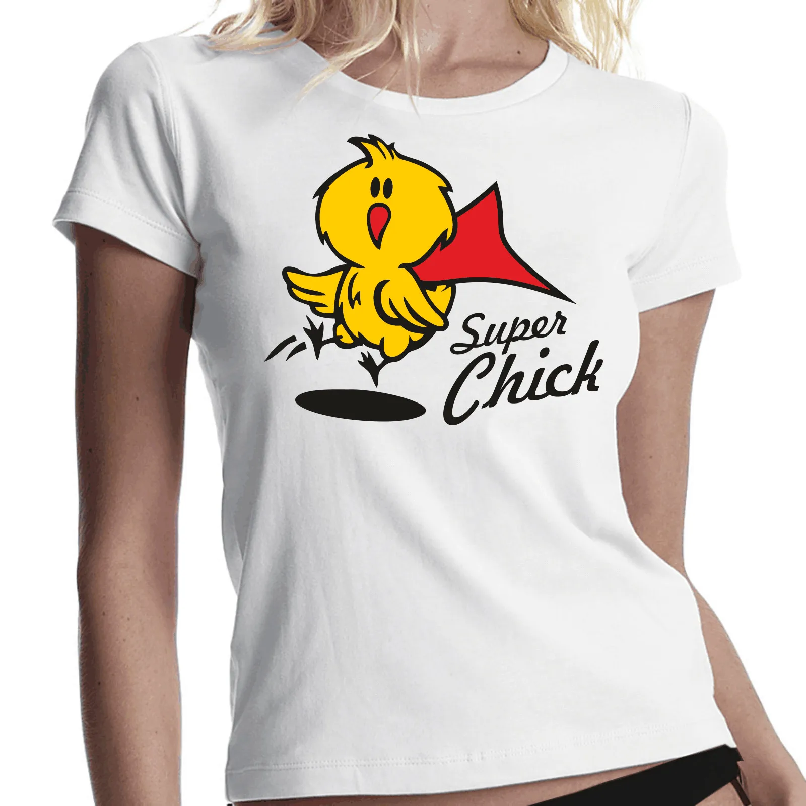 Super poussin Superchick poussin bande dessinée héros mignon comédie femmes dames Girlie T-Shirt