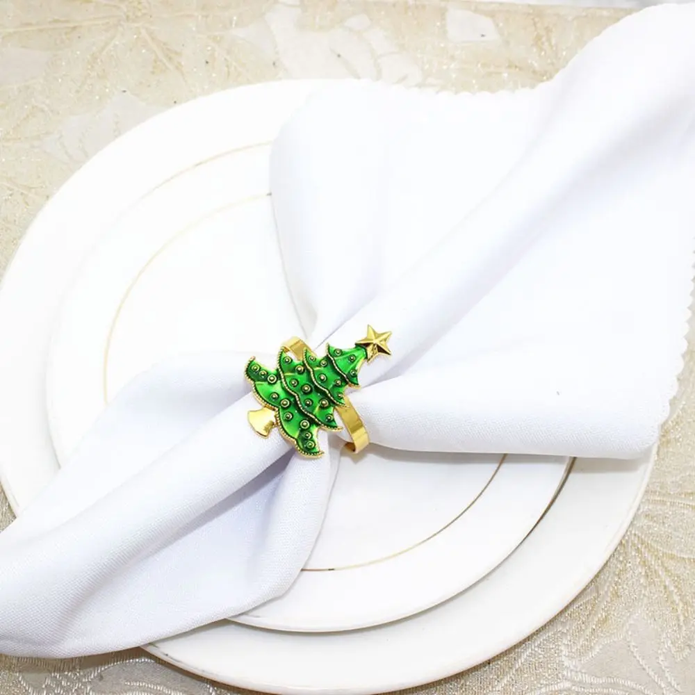 

Праздничные принадлежности, металлическая зеленая елка, пряжка для салфеток, круглая портативная рождественская елка, кольцо для салфеток, креативное персонализированное кольцо для салфеток для дома