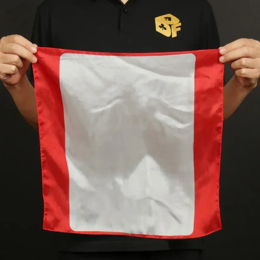 Poker Silk Scarf with Red Heart Q 45*45cm Poker Blank Card Silk Stage Magic Prop Magic Tricks Professional Magician Bar Illusion