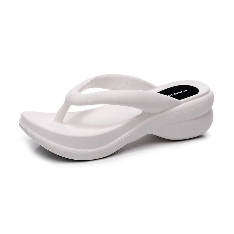 2023 sola grossa cunhas flip flops para mulheres verão clip toe sandálias plataforma mulher não deslizamento chinelos de praia ao ar livre slides