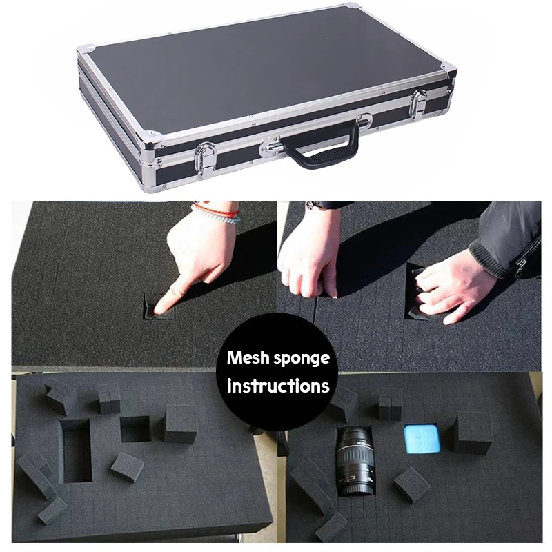 Tool Box Aluminium Equipment Case Protable Toolbox for Mechanic Large Capacity Suitcase Hard Case 58x32x8.5cm Rectangular toolbo