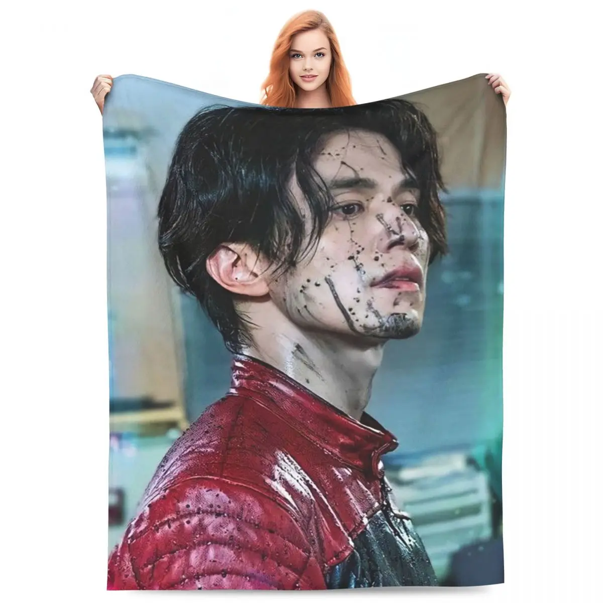 Lee Dong Wook Blanket Flannel Sofa Throw Blanket Multi-function Throw Blankets for Home Bedroom Travel Throws Bedspread Quilt