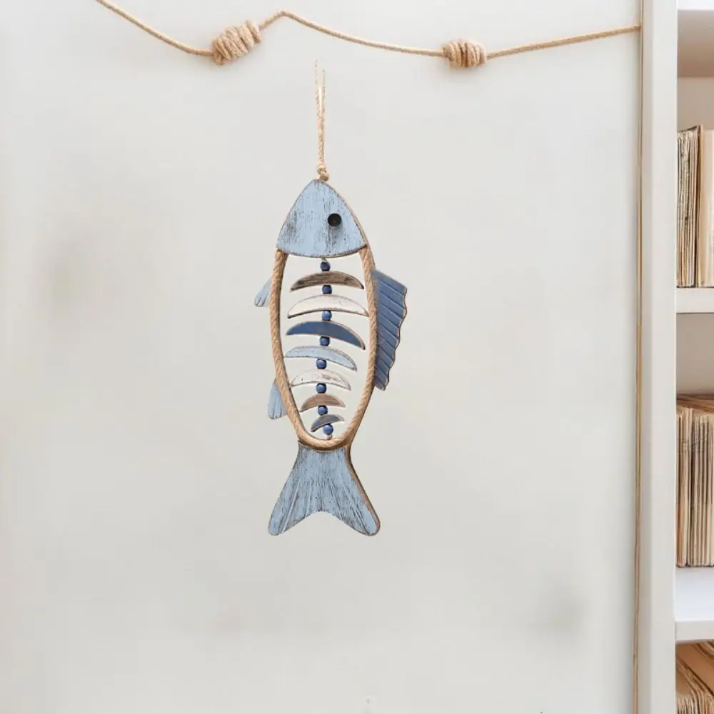 Vintage Handicraft Wood Fish Pendant Cartoon Hangable Fish Wall Hanging Ornaments Unique Fish-shaped Model Home Decor