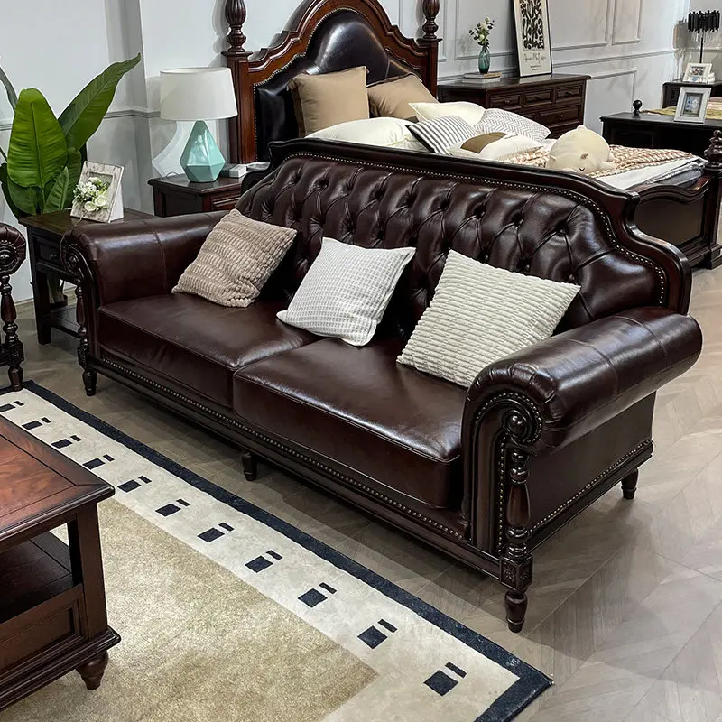 Designer Brown Living Room Sofas Luxury Vintage Bauhaus Modular Living Room Sofas Lounges Modern Divano Soggiorno Furniture Home