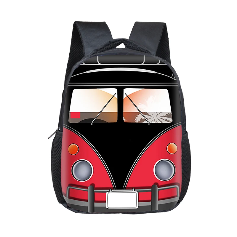 Cartoon Police Car Fire Engine Excavator Print Backpack Children Truck Kindergarten Bags Toddler Diaper Book Bag Schoolbags
