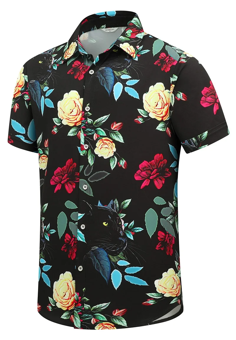 3D print Tropical Floral graphic shirts for men Casual Short Sleeve Hawaiian shirts & blouses mens Button Down Beach Shirt