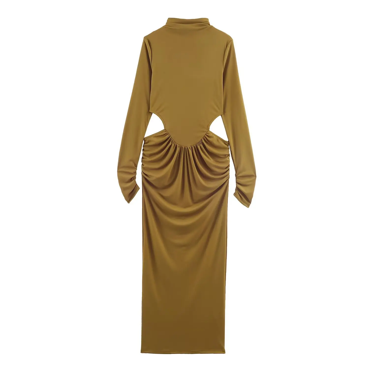 

DSMTRC 2026 Cut out Maxi Dresses for Women Long Sleeve Dress Woman Sexy Bodycon Party Birthday Dresses Fashion Night Folds Robes