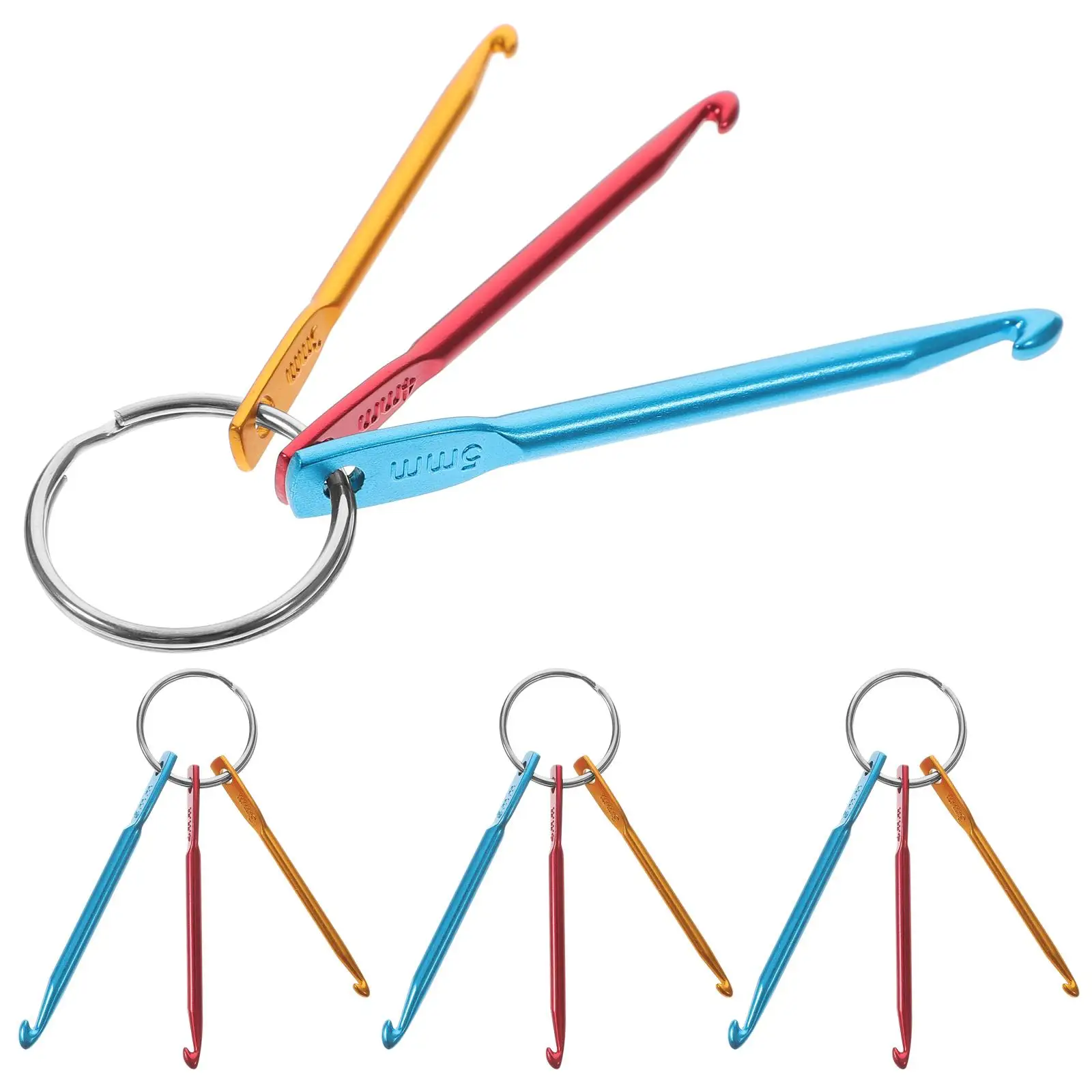 

4 Pcs Crochet Keychain Needle Hooks Sweater Weaving Needles Aluminum Large Yarn