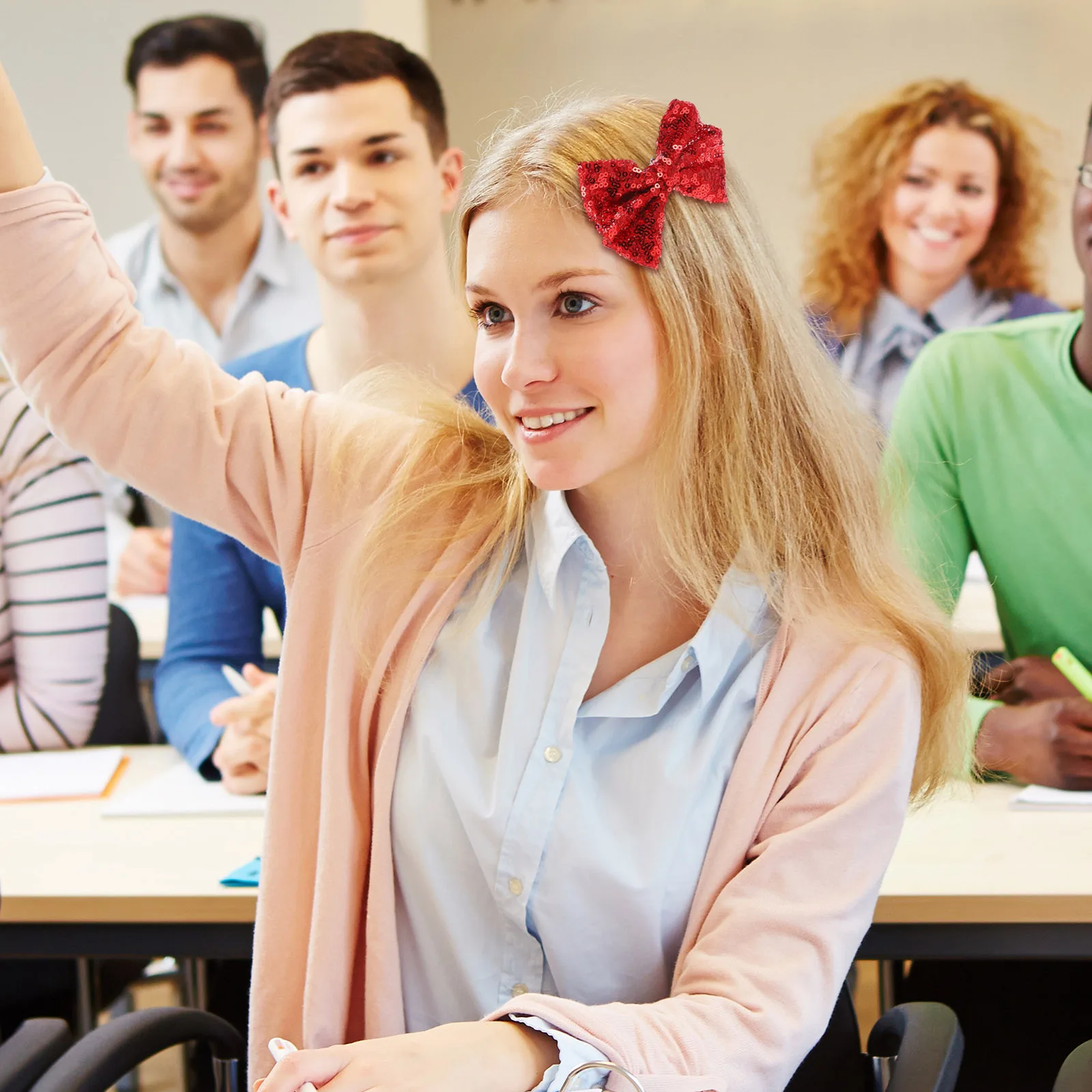 

8 шт., заколка для волос с блестками, бант, элегантная модная заколка для дня рождения, Рождества, Нового года, вечерние аксессуары, заколка для волос с бантом